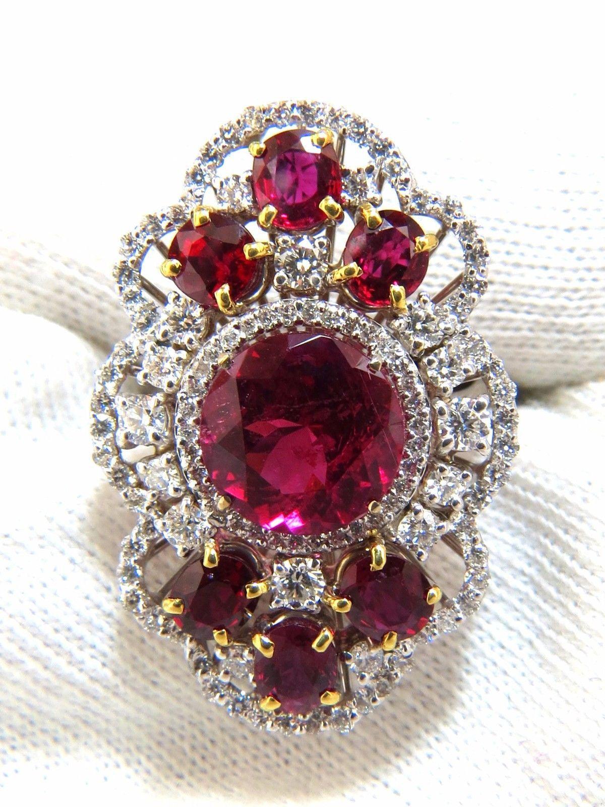 GIA Certified 8.03CT NATURAL TOURMALINE RUBELLITE RUBY DIAMOND RING 18KT 10344**