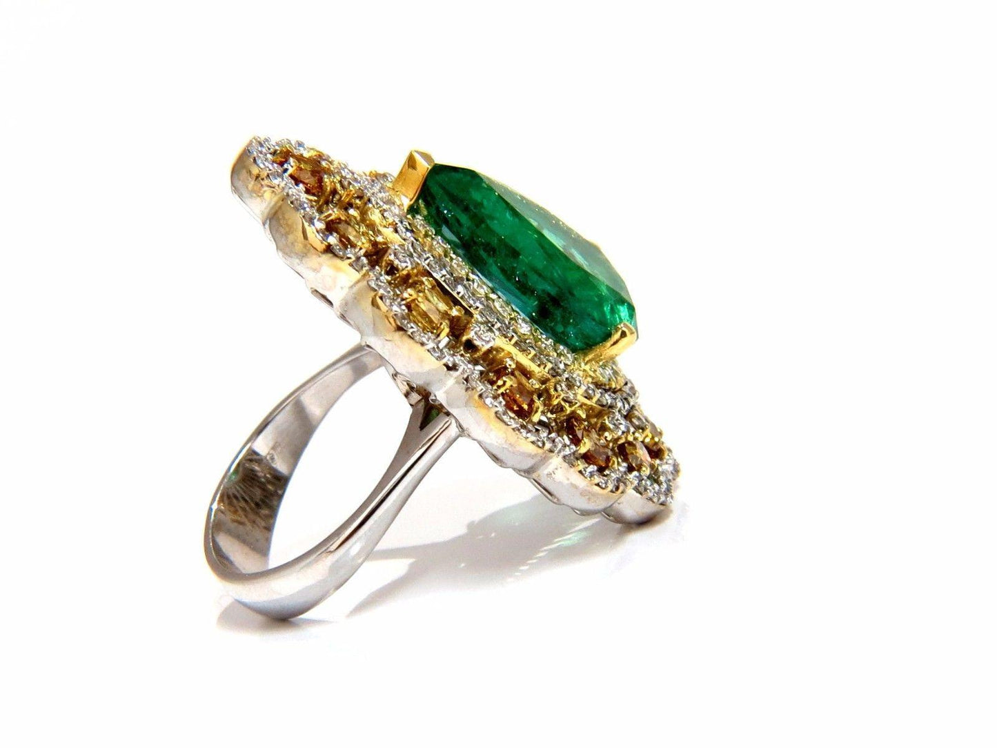 GIA 12.77CT NATURAL EMERALD DIAMONDS RING 18KT VIVID GREEN 10345**