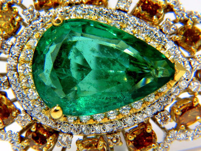 GIA 12.77CT NATURAL EMERALD DIAMONDS RING 18KT VIVID GREEN 10345**