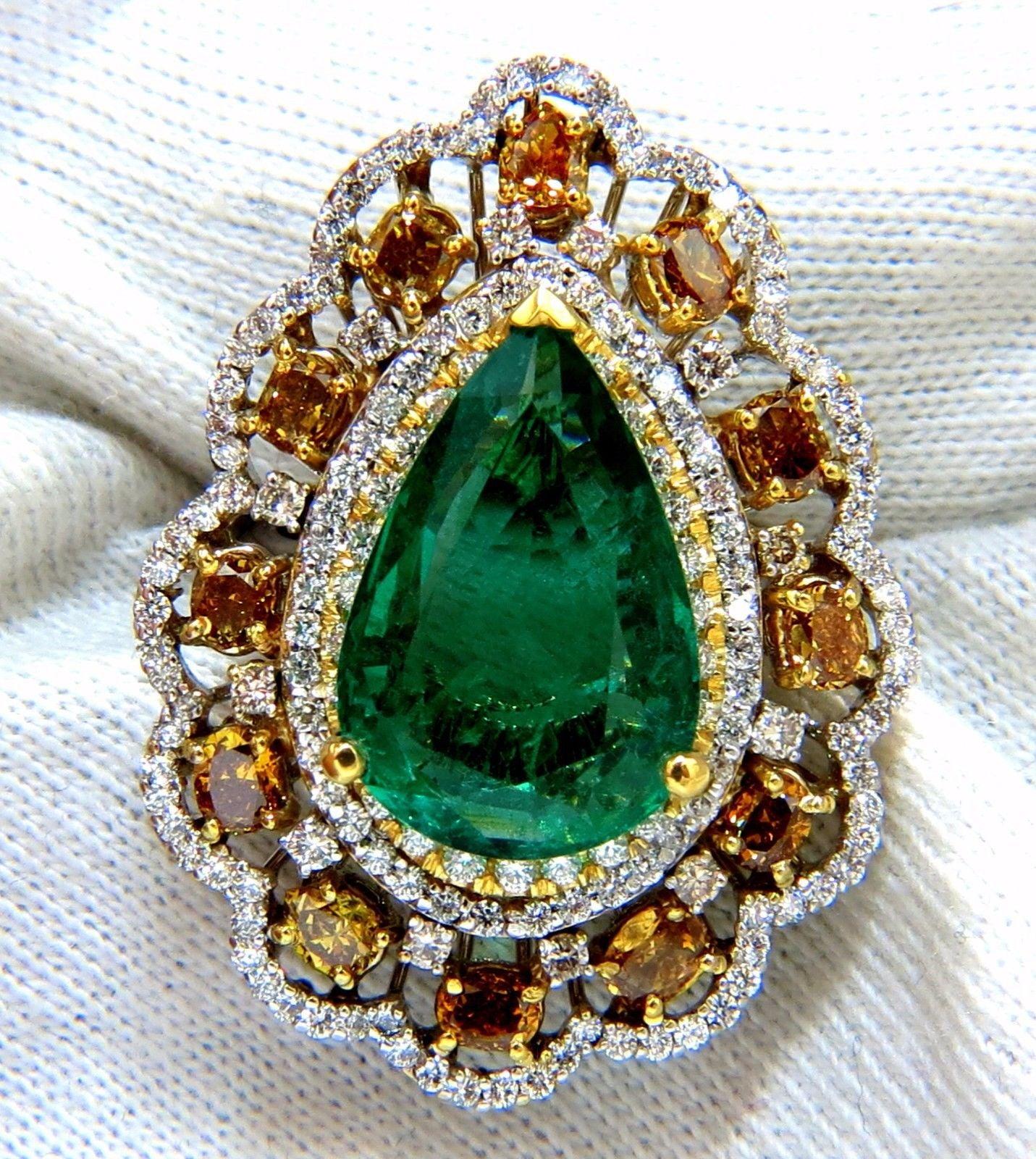 GIA 12.77CT NATURAL EMERALD DIAMONDS RING 18KT VIVID GREEN 10345**