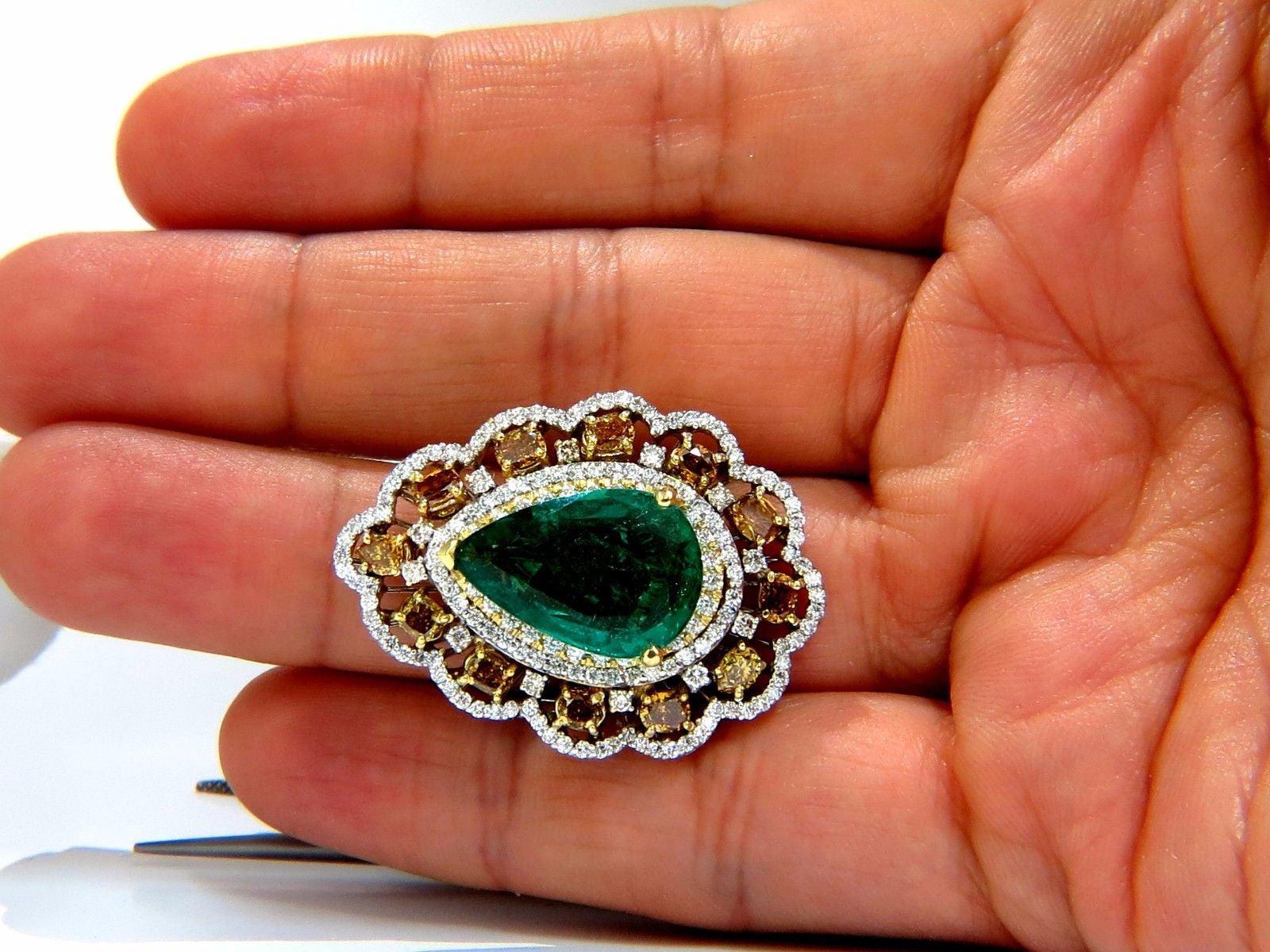 GIA 12.77CT NATURAL EMERALD DIAMONDS RING 18KT VIVID GREEN 10345**