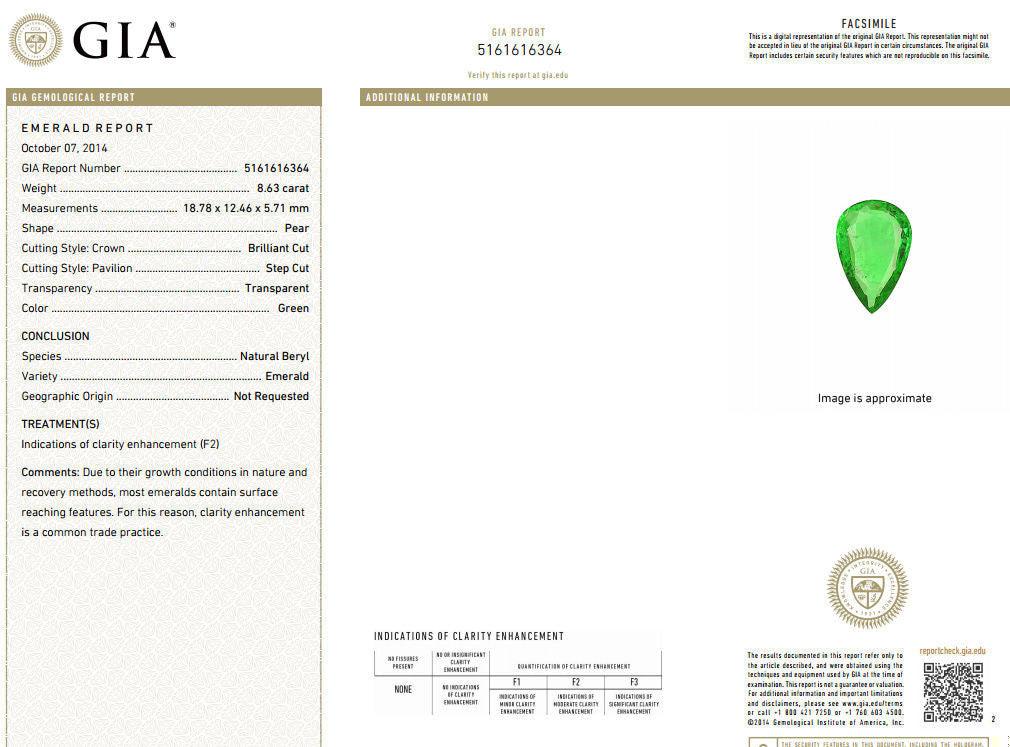 GIA 12.77CT NATURAL EMERALD DIAMONDS RING 18KT VIVID GREEN 10345**