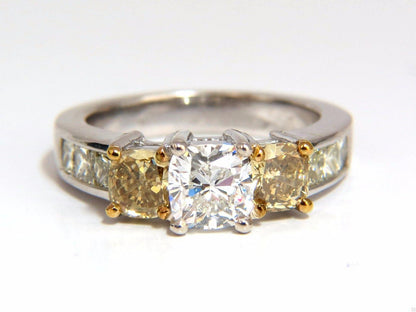 GIA certified 1.01ct natural diamond s& 1.02ct fancy yellows ring 14kt 10346**