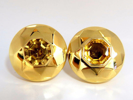 26.00ct Retro Mod Natural yellow golden citrine clip earrings 18kt dome 10373**