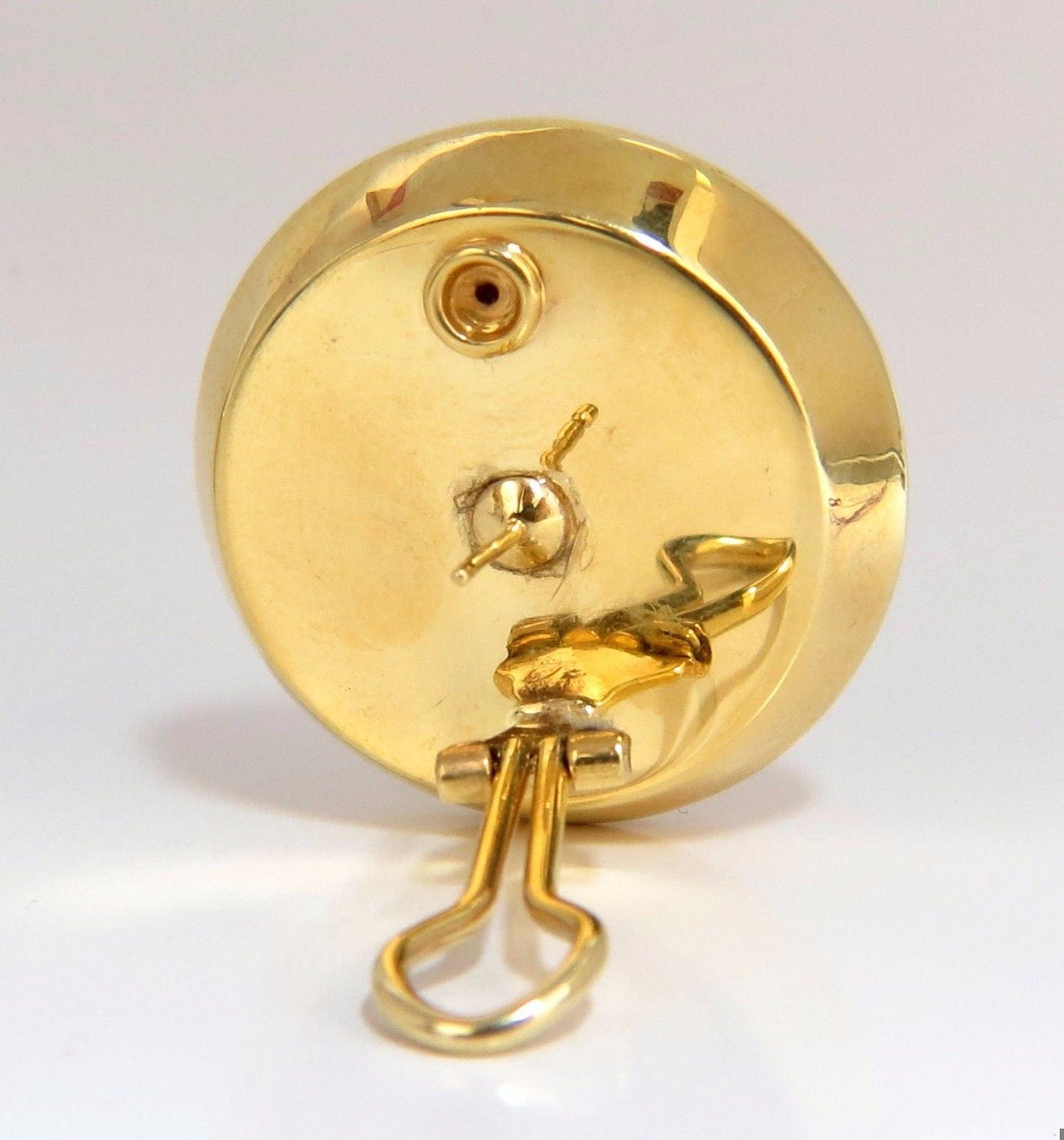 26.00ct Retro Mod Natural yellow golden citrine clip earrings 18kt dome 10373**