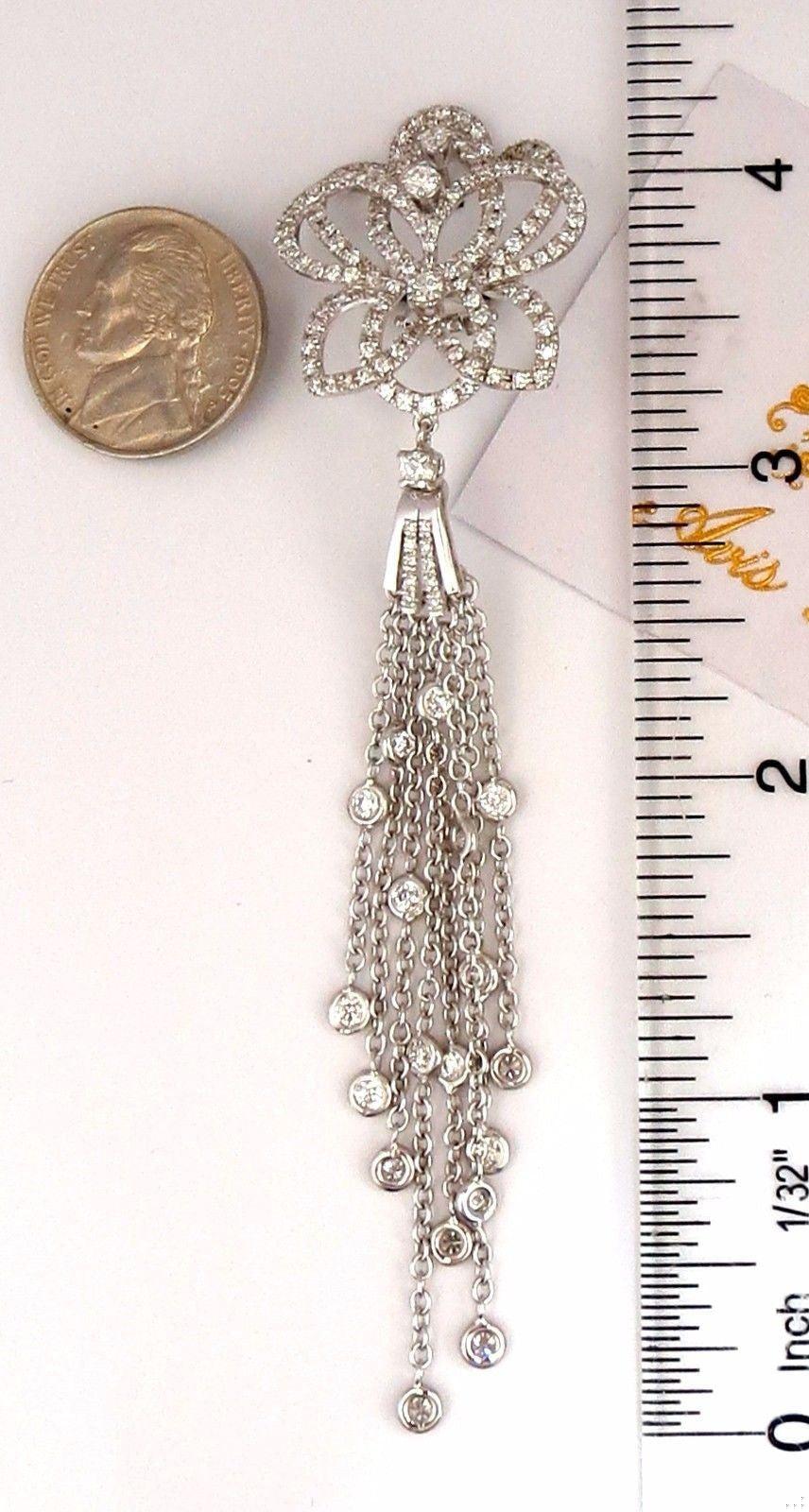 5.40ct natural diamonds cluster dangle drop earrings 18kt gilt deco**