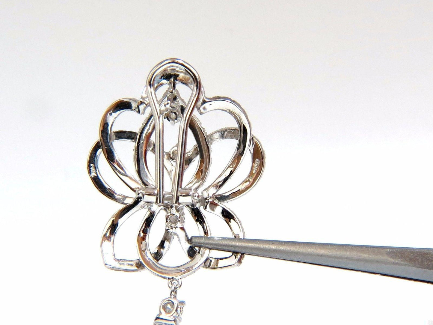 5.40ct natural diamonds cluster dangle drop earrings 18kt gilt deco**