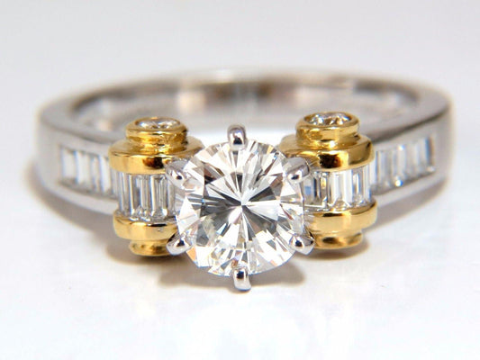 GIA Certified 2.41ct natural cushion cut baguettes diamond ring platinum E/Vs2