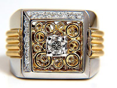 18kt mens .60ct diamond ring coil wrap 3d tourbillon still life deco 10002