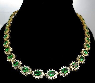 70.72CT NATURAL TSAVORITES DIAMOND BRACELET EARRINGS NECKLACE SUITE