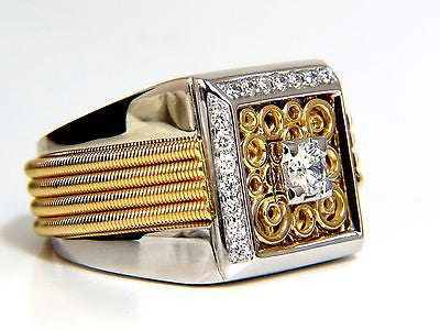 18kt mens .60ct diamond ring coil wrap 3d tourbillon still life deco 10002