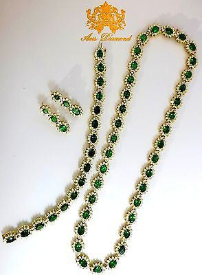 70.72CT NATURAL TSAVORITES DIAMOND BRACELET EARRINGS NECKLACE SUITE