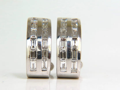 2.00CT BAGUETTE TWO ROWS NATURAL DIAMOND SEMI HOOP CLIP EARRINGS 14KT 10901