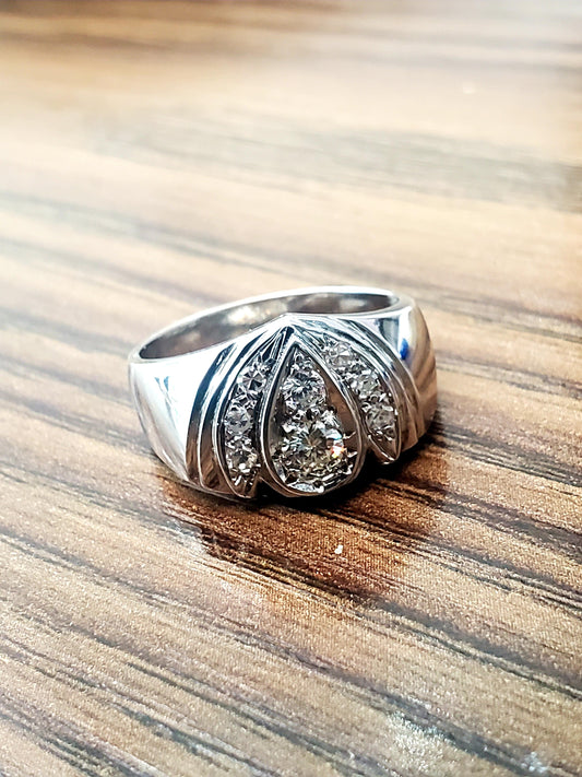 1.00 Natural Carat Diamond Cluster Ring 14 Karat H-Vs2 French Pave 42130