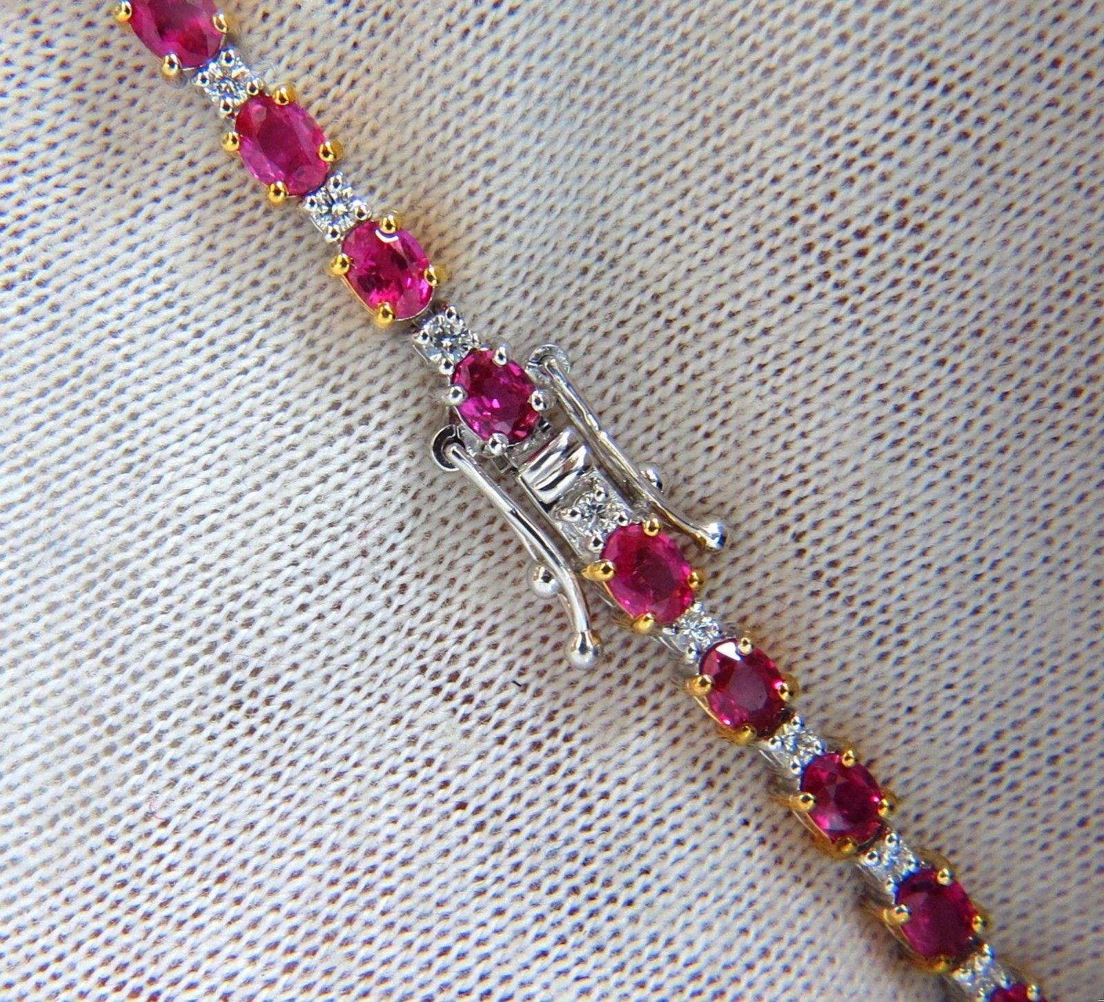 6.88ct bright red natural ruby diamonds alternating tennis bracelet 14kt 10496**