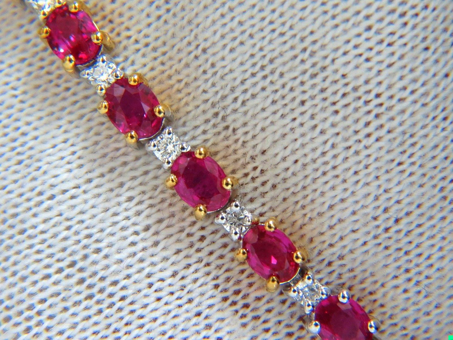 6.88ct bright red natural ruby diamonds alternating tennis bracelet 14kt 10496**
