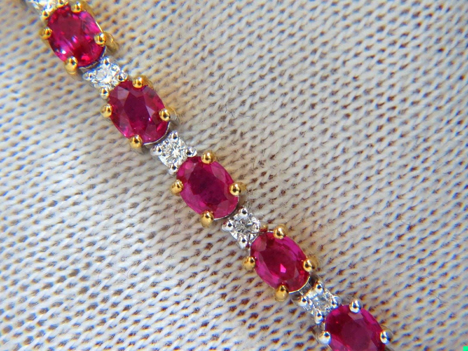 6.88ct bright red natural ruby diamonds alternating tennis bracelet 14kt 10496**