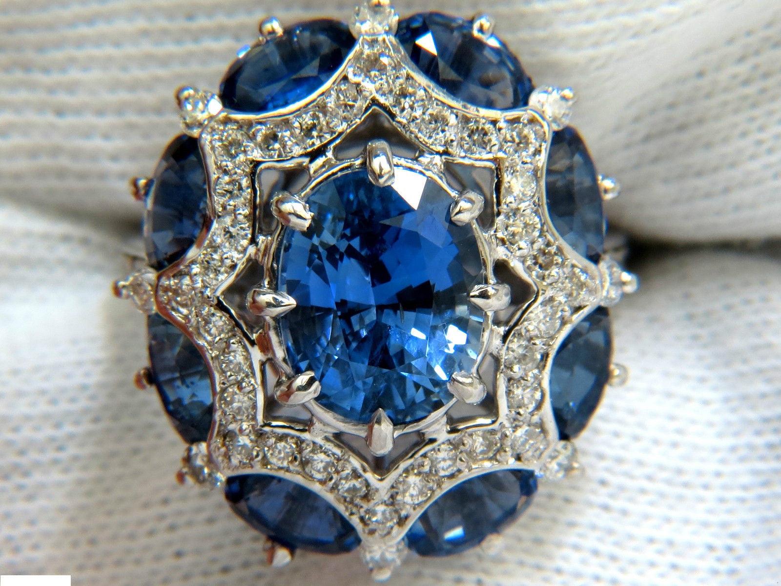 GIA Certified 4.32ct No Heat Sapphire Diamonds Ring 14kt gold 10044