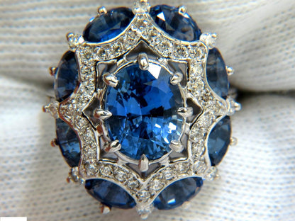 GIA Certified 4.32ct No Heat Sapphire Diamonds Ring 14kt gold 10044