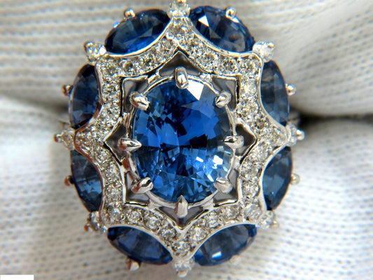 GIA Certified 4.32ct No Heat Sapphire Diamonds Ring 14kt gold 10044