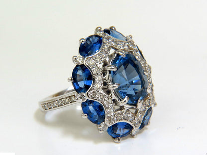 GIA Certified 4.32ct No Heat Sapphire Diamonds Ring 14kt gold 10044