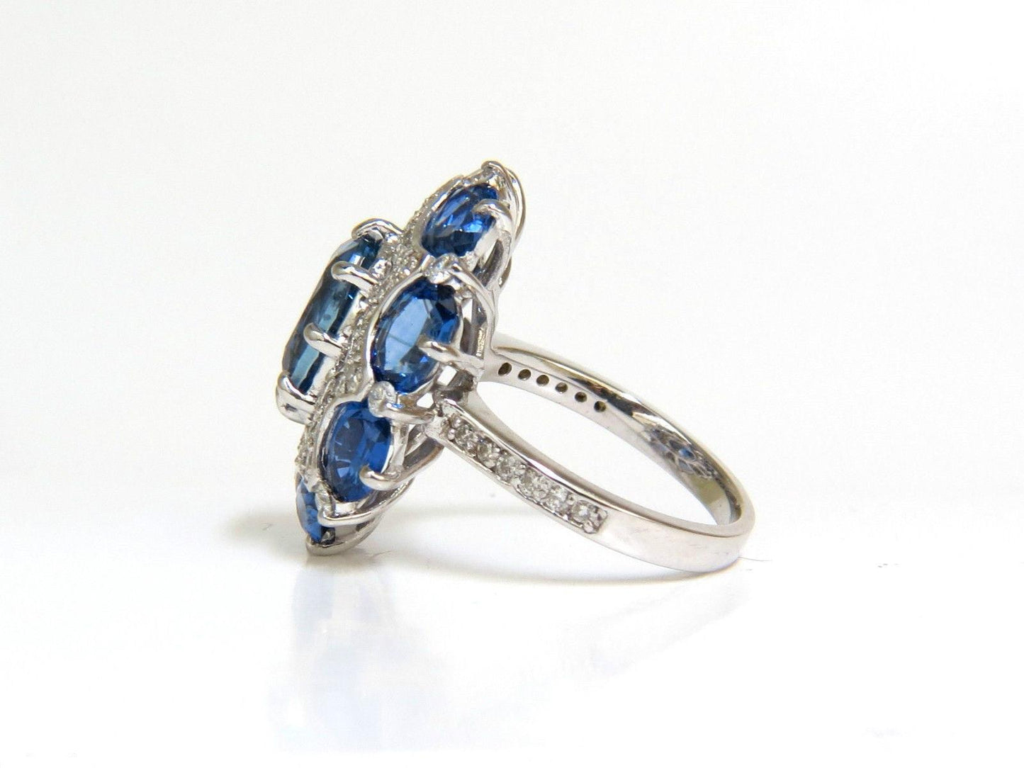 GIA Certified 4.32ct No Heat Sapphire Diamonds Ring 14kt gold 10044
