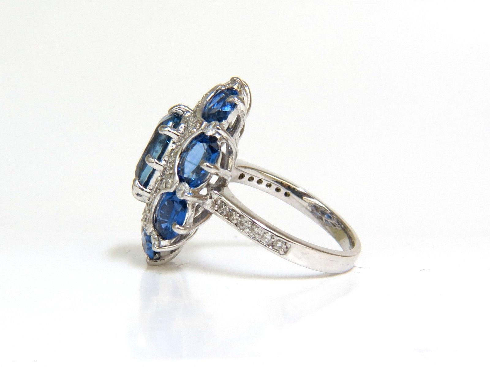GIA Certified 4.32ct No Heat Sapphire Diamonds Ring 14kt gold 10044