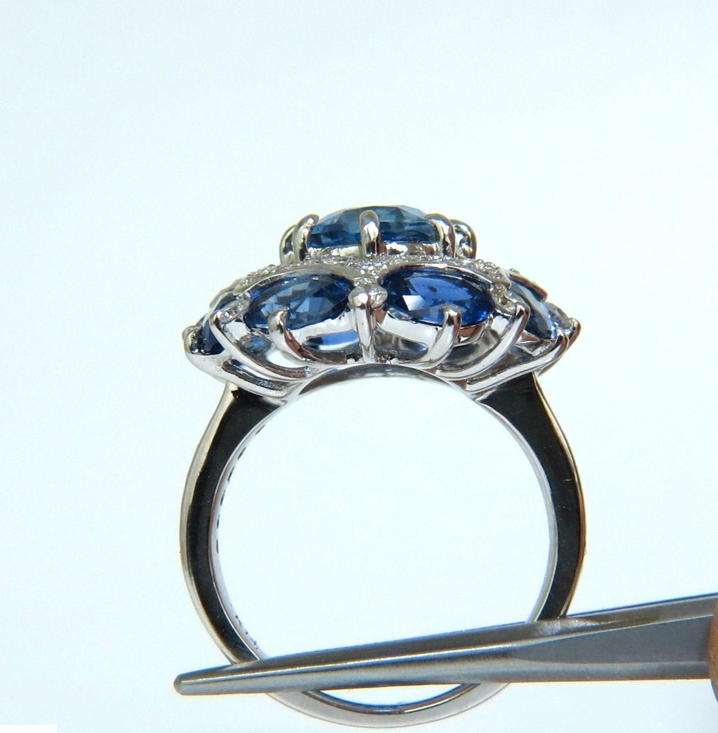 GIA Certified 4.32ct No Heat Sapphire Diamonds Ring 14kt gold 10044