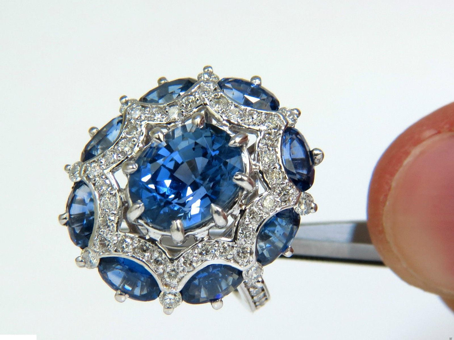 GIA Certified 4.32ct No Heat Sapphire Diamonds Ring 14kt gold 10044
