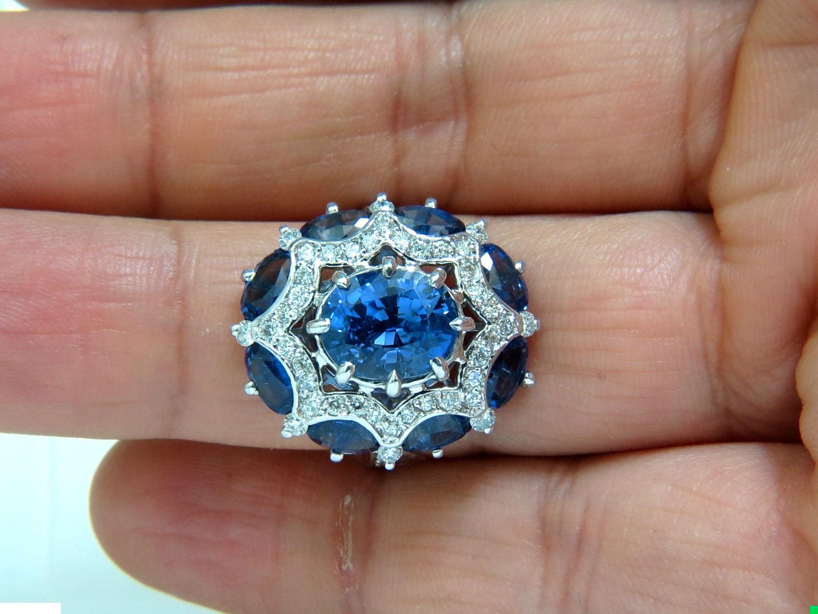 GIA Certified 4.32ct No Heat Sapphire Diamonds Ring 14kt gold 10044