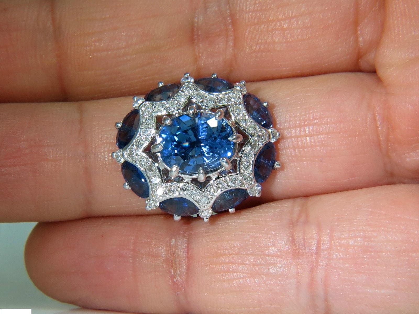 GIA Certified 4.32ct No Heat Sapphire Diamonds Ring 14kt gold 10044