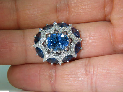 GIA Certified 4.32ct No Heat Sapphire Diamonds Ring 14kt gold 10044