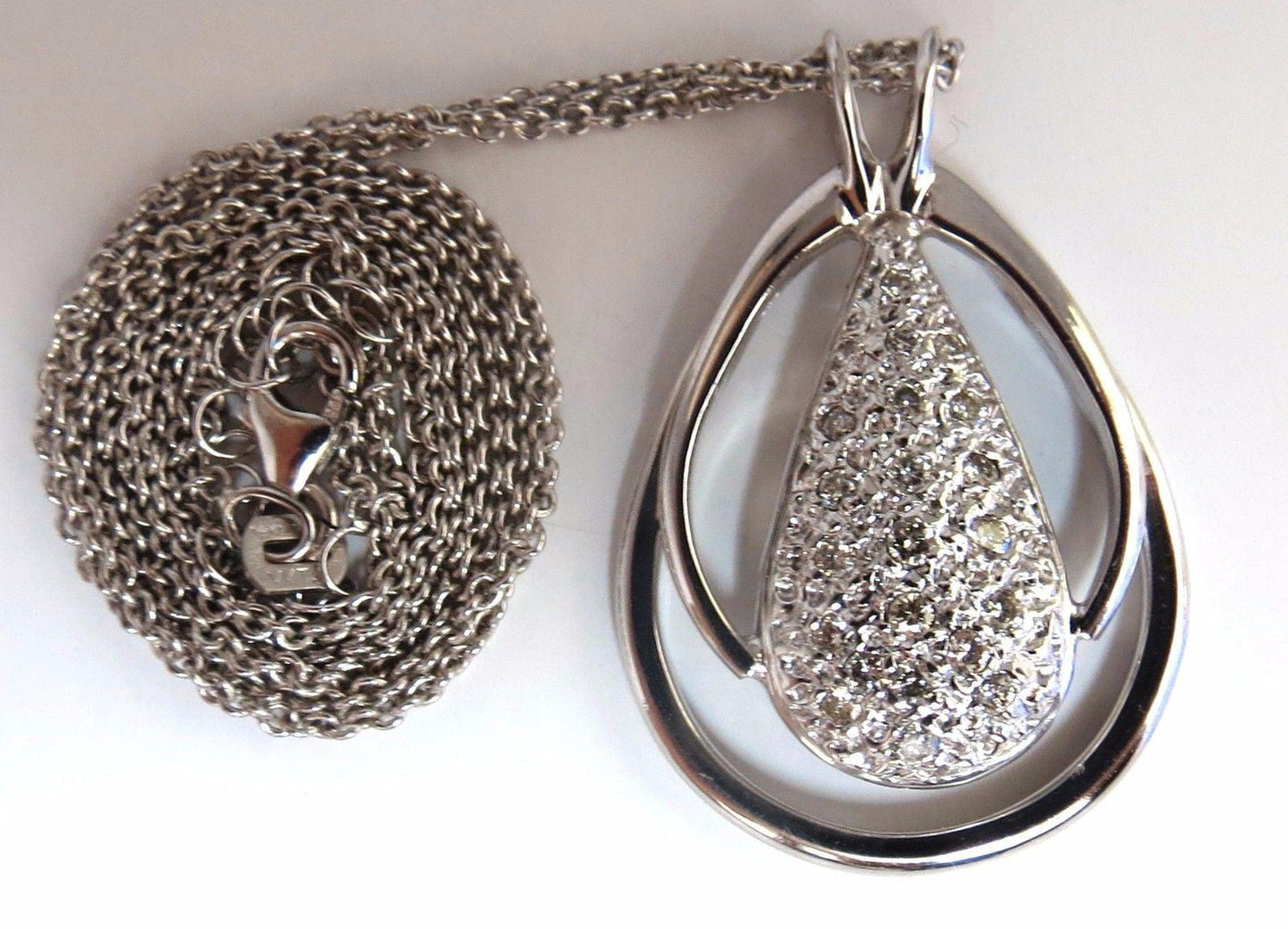 .50ct natural diamonds pear cluster necklace 14kt 10586 *v