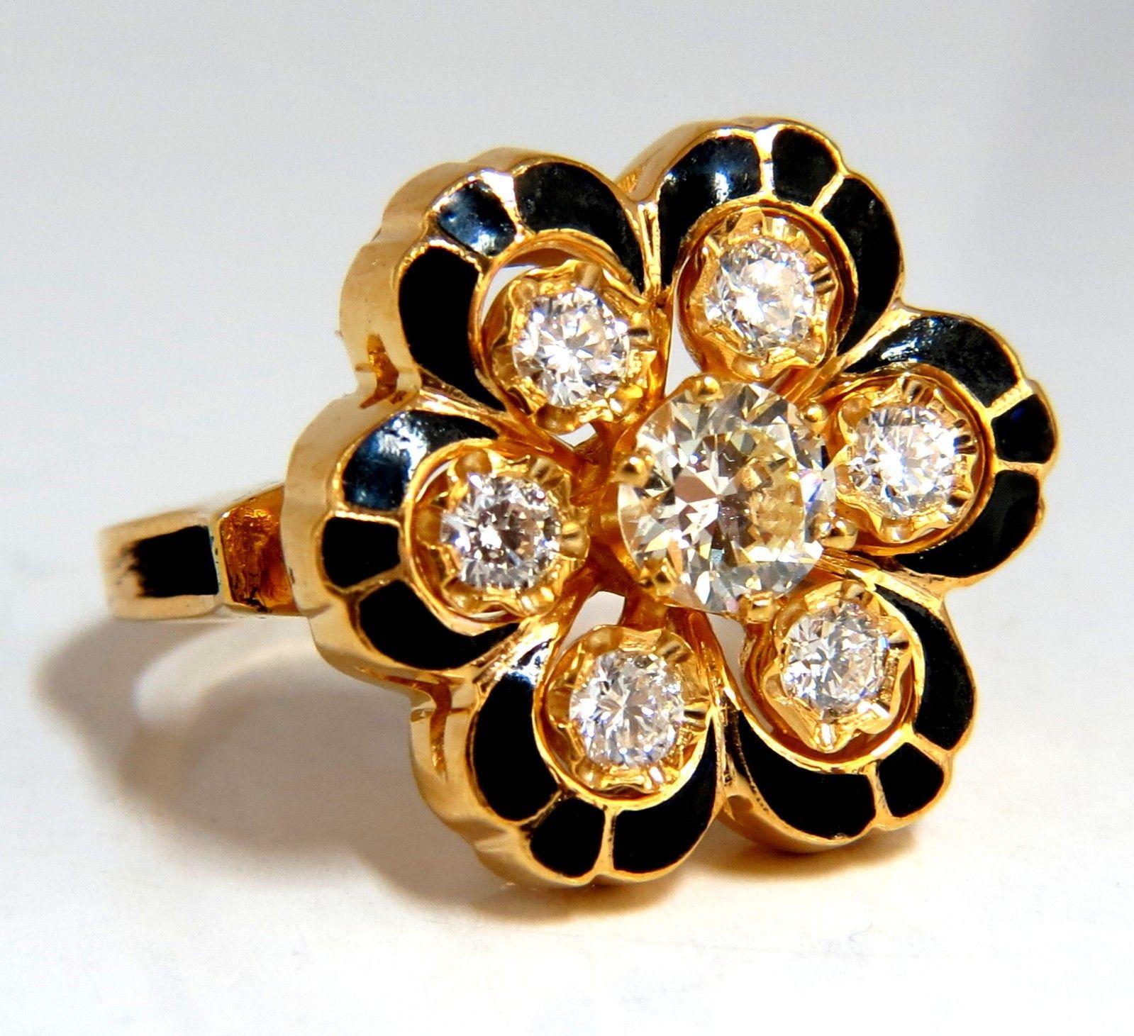 1.05ct Vintage Cluster natural diamonds ring 14kt Old Miner 10706**