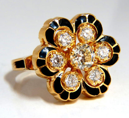 1.05ct Vintage Cluster natural diamonds ring 14kt Old Miner 10706**