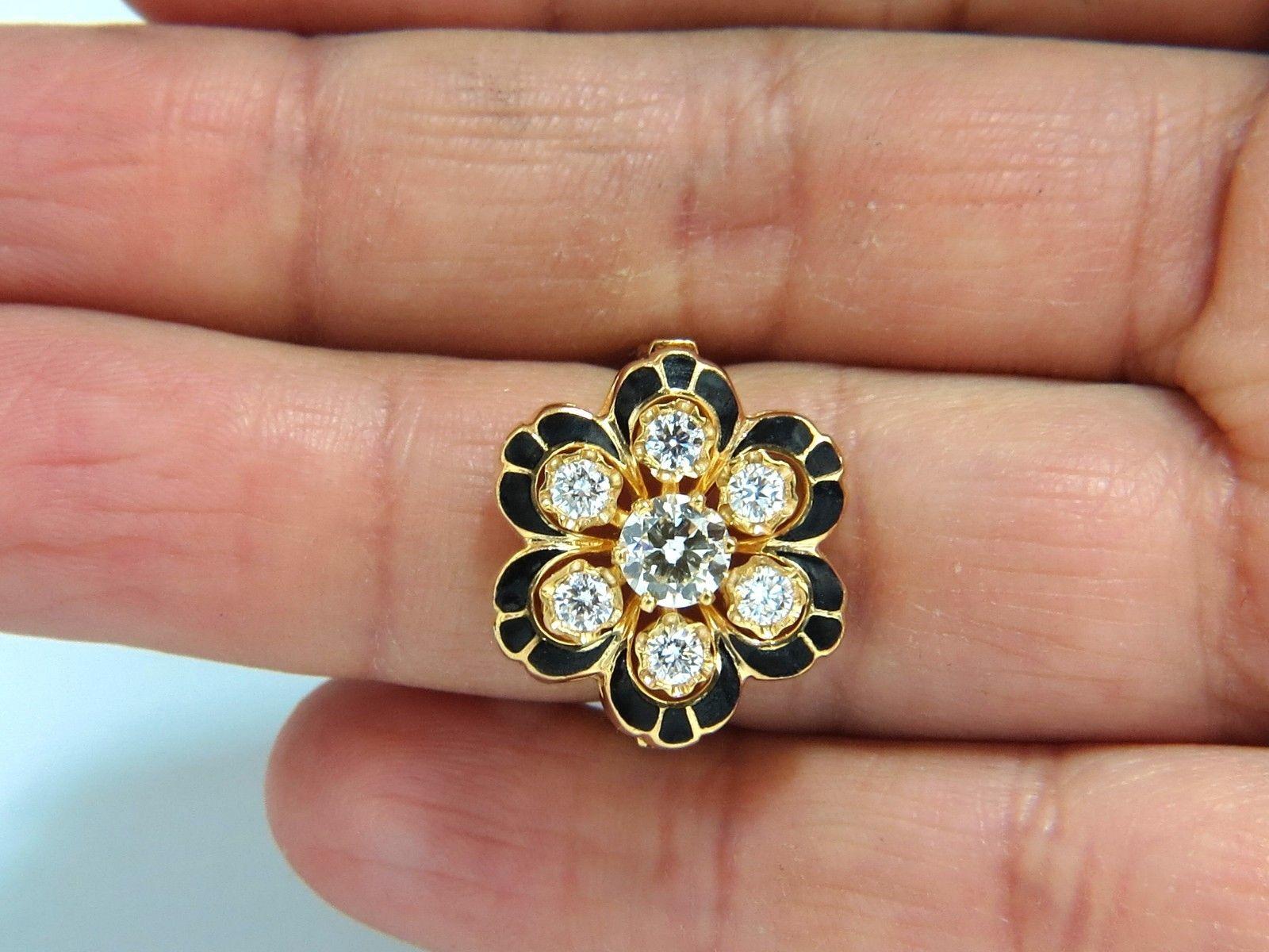 1.05ct Vintage Cluster natural diamonds ring 14kt Old Miner 10706**