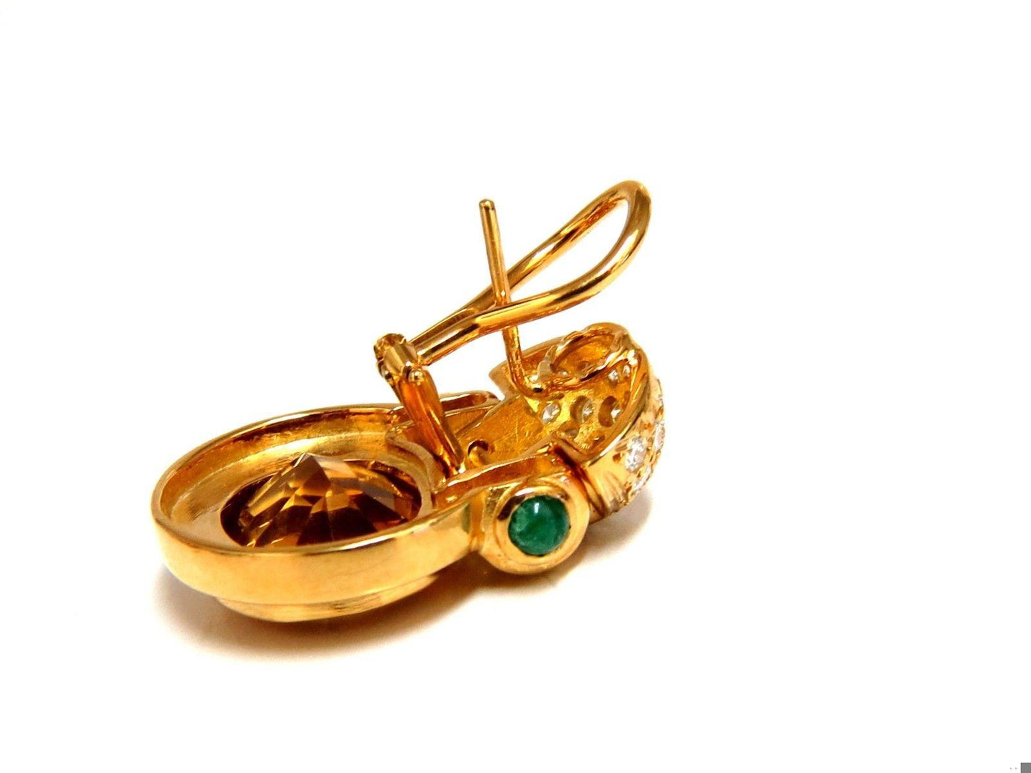 22.50ct Natural Yellow Citrine Diamonds Dangle Earrings 18kt 10743**