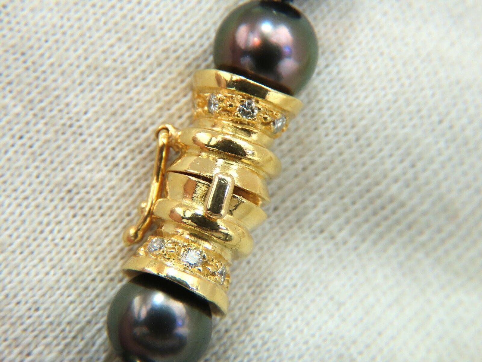 6.40ct Natural Heart Blue Sapphire Diamonds Tahitian Pearls Necklace 18 karat**