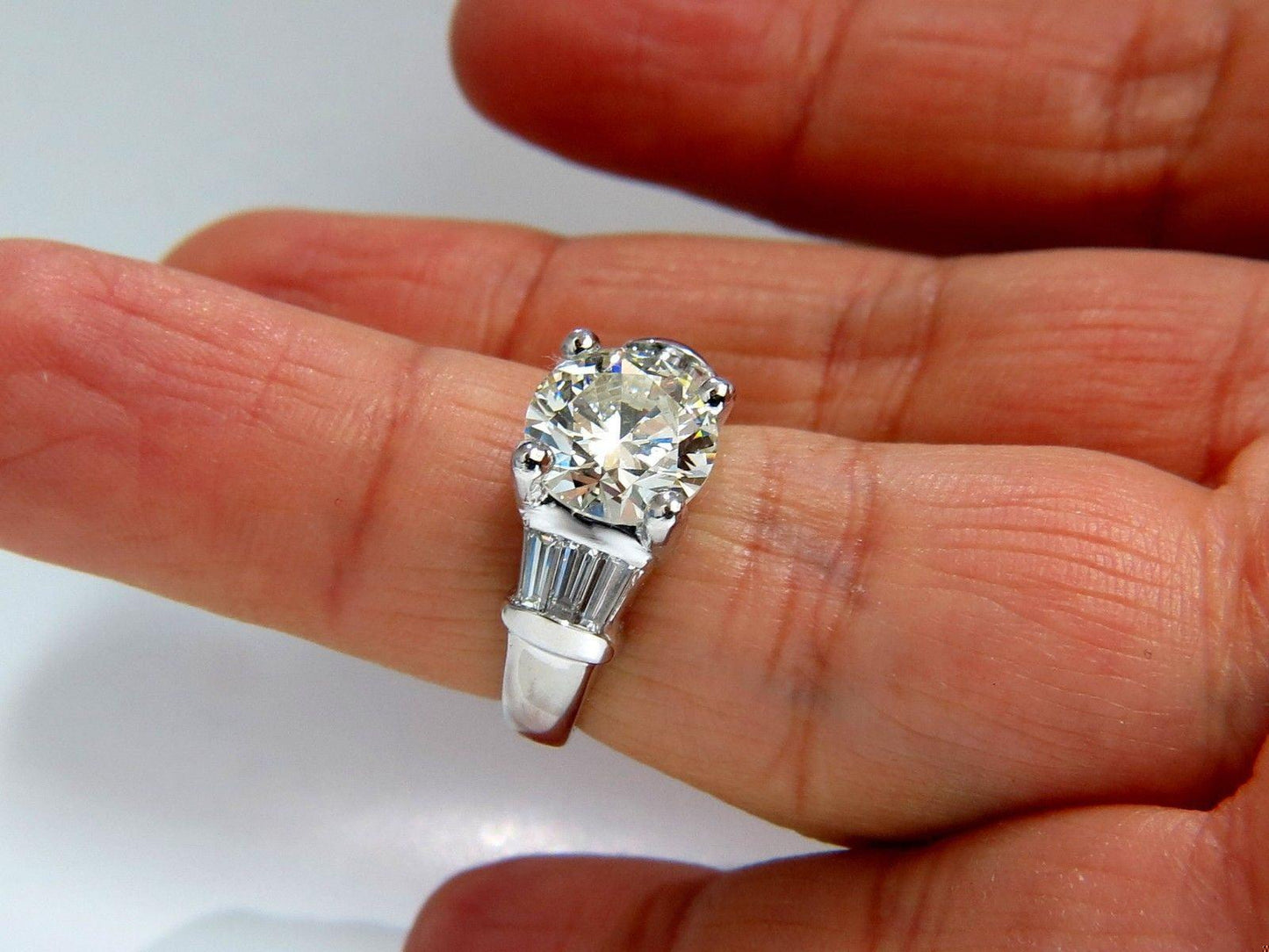 GIA Certified 3.01ct Natural Diamond Ring Classic Three Platinum 10050