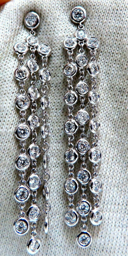 2.60ct Natural Round Diamonds Cascading Station Yard Dangle Earrings 14kt