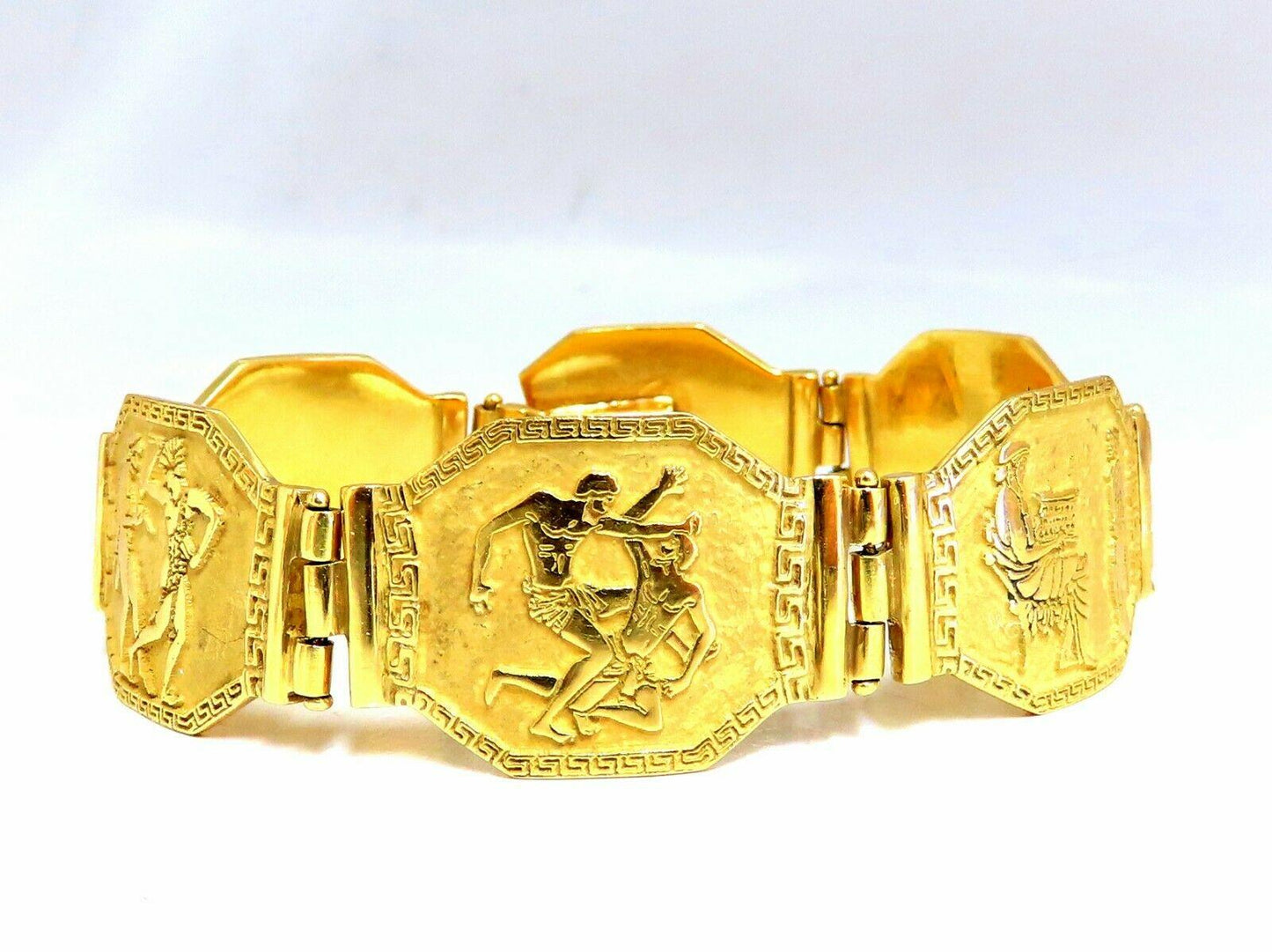 Egyptian Hieroglyphics Statement Cuff Bracelet 18kt Gold 10983**
