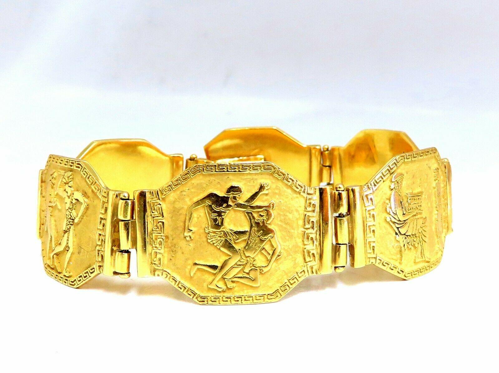 Egyptian Hieroglyphics Statement Cuff Bracelet 18kt Gold 10983**