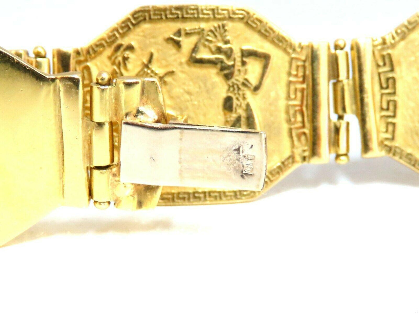 Egyptian Hieroglyphics Statement Cuff Bracelet 18kt Gold 10983**