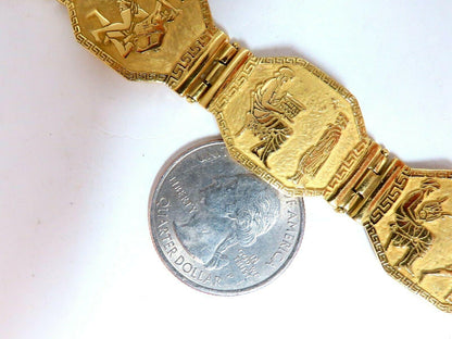Egyptian Hieroglyphics Statement Cuff Bracelet 18kt Gold 10983**
