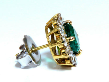 GIA Certified 4.78ct Natural Round Emerald Diamond Earrings 14kt Cluster 11031**