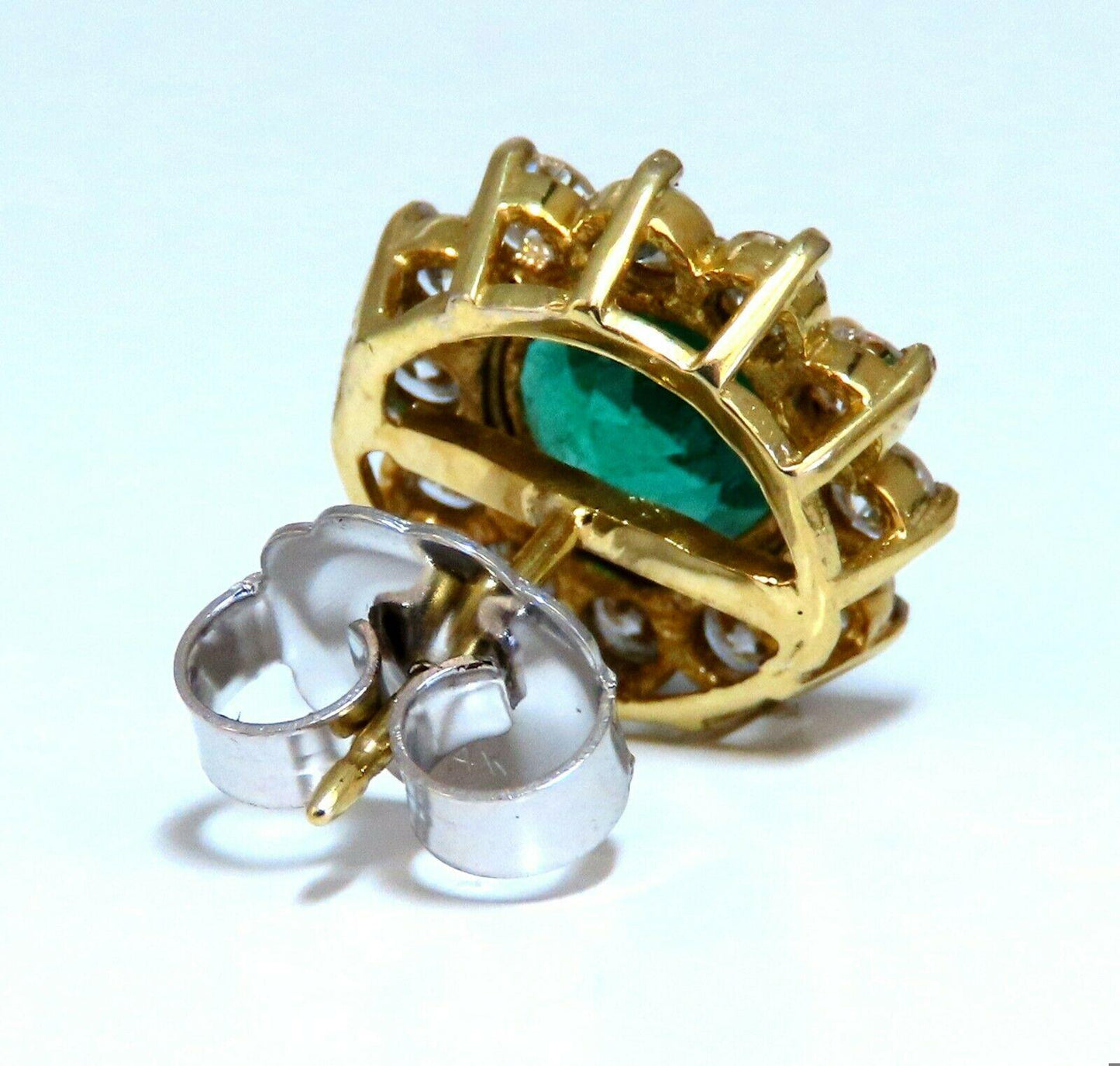 GIA Certified 4.78ct Natural Round Emerald Diamond Earrings 14kt Cluster 11031**