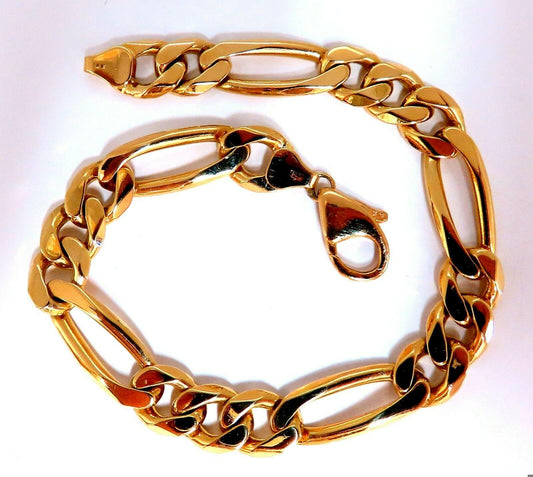 Figaro Link 14kt Gold Bracelet 8.5 inch 8.7mm 29 Gram Unisex 11090**