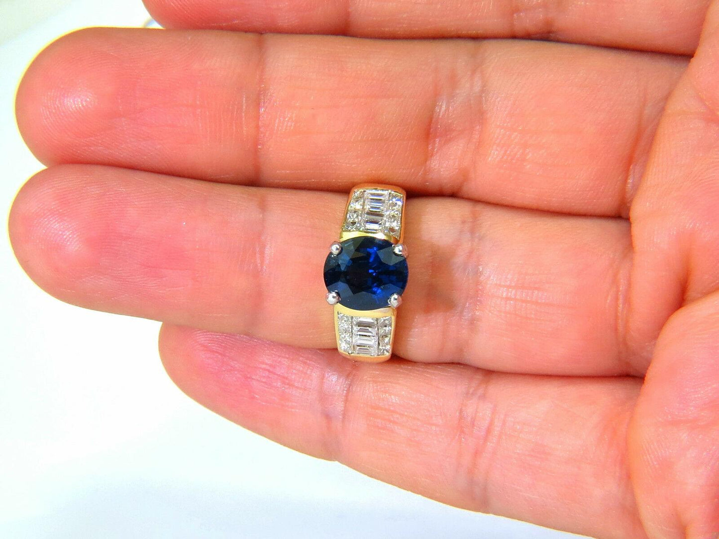 GIA Certified 4.93CT Natural Top Gem Sapphire Diamond Ring Classic Set 11094**