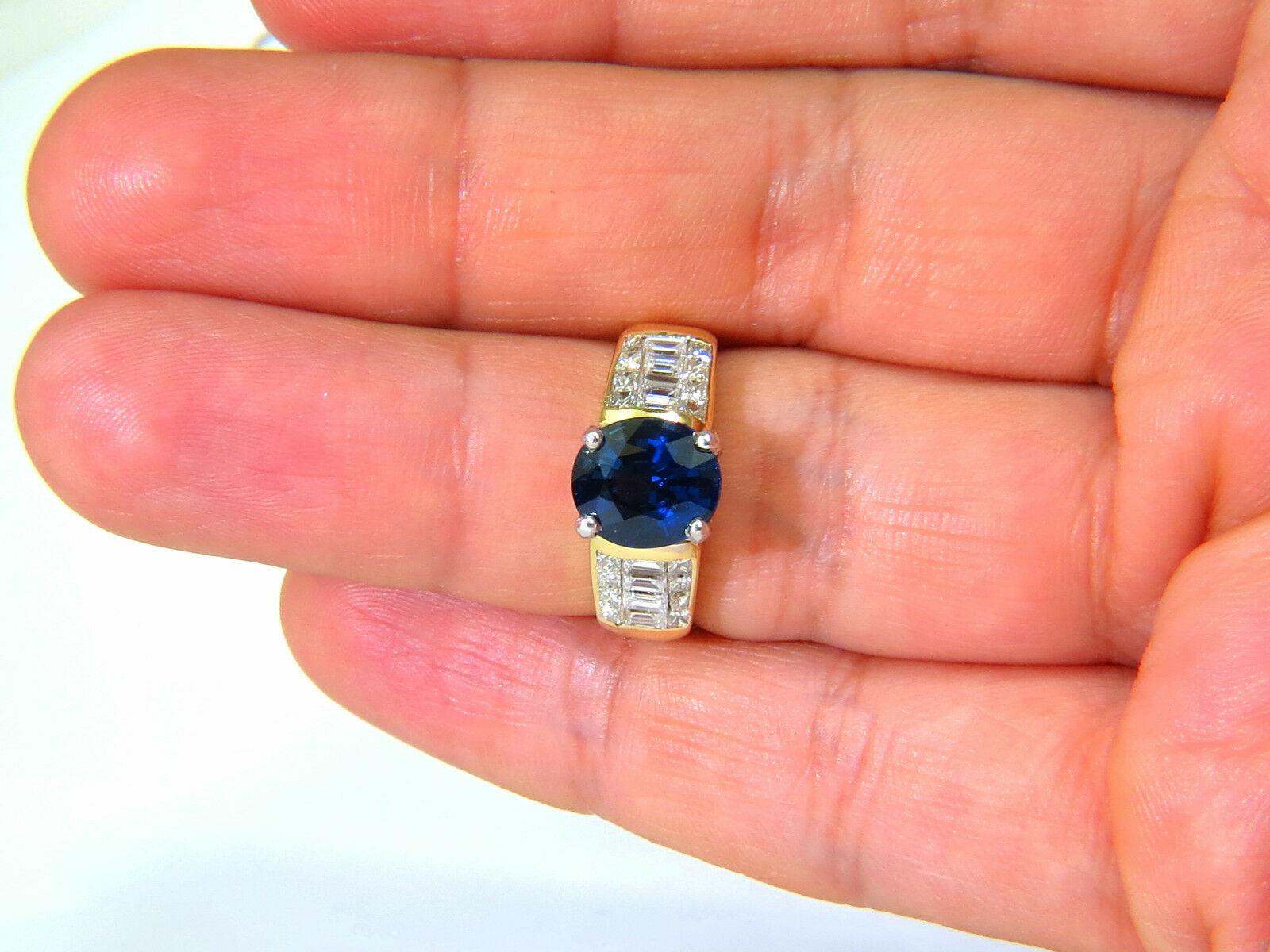 GIA Certified 4.93CT Natural Top Gem Sapphire Diamond Ring Classic Set 11094**