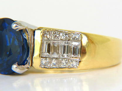 GIA Certified 4.93CT Natural Top Gem Sapphire Diamond Ring Classic Set 11094**